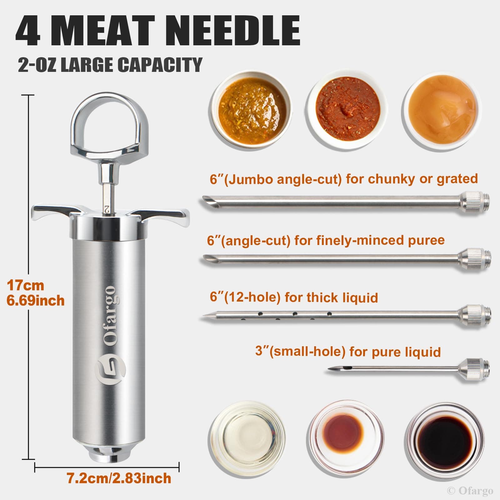 Ofargo Stainless Steel Meat Injector Kit with 4 Marinade Needles for BBQ - Thumbnail 8