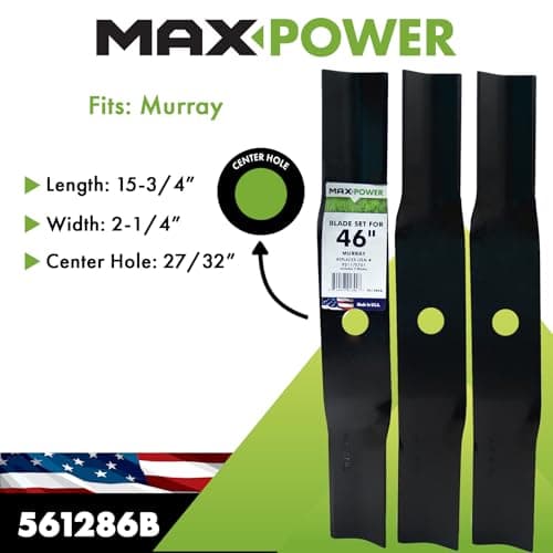MaxPower 561286B 3 Blade Set for Many 46 in. Cut Murray Mowers Replaces OEM #'s - Thumbnail 2