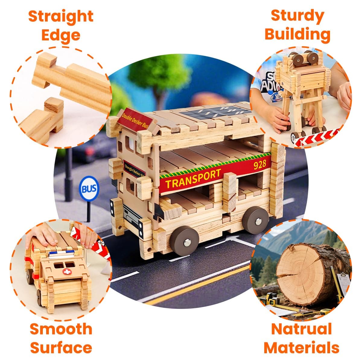 Jovi-mindly＆Notchies Space Wooden Blocks Set 101 PCS Create 40+ Shapes,Toys Educ - Thumbnail 7