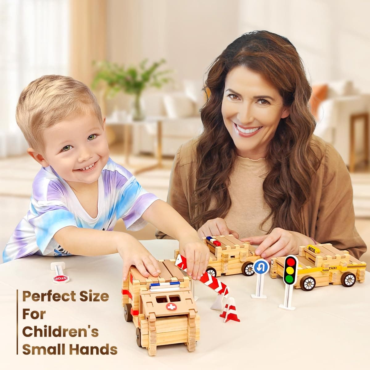 Jovi-mindly＆Notchies Space Wooden Blocks Set 101 PCS Create 40+ Shapes,Toys Educ - Thumbnail 8
