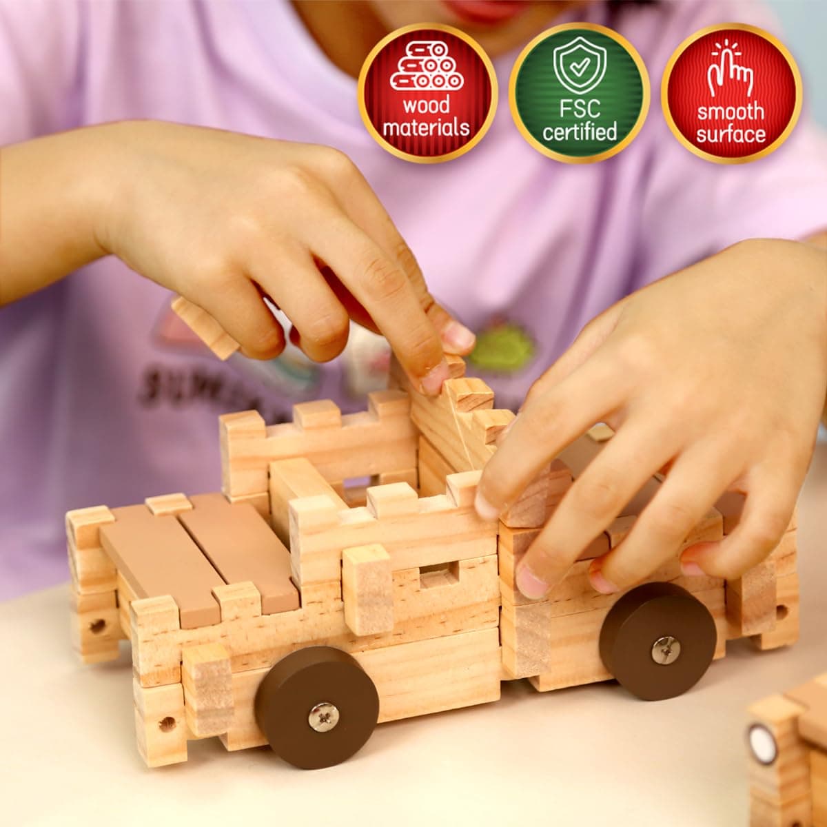Jovi-mindly＆Notchies Space Wooden Blocks Set 101 PCS Create 40+ Shapes,Toys Educ - Thumbnail 10
