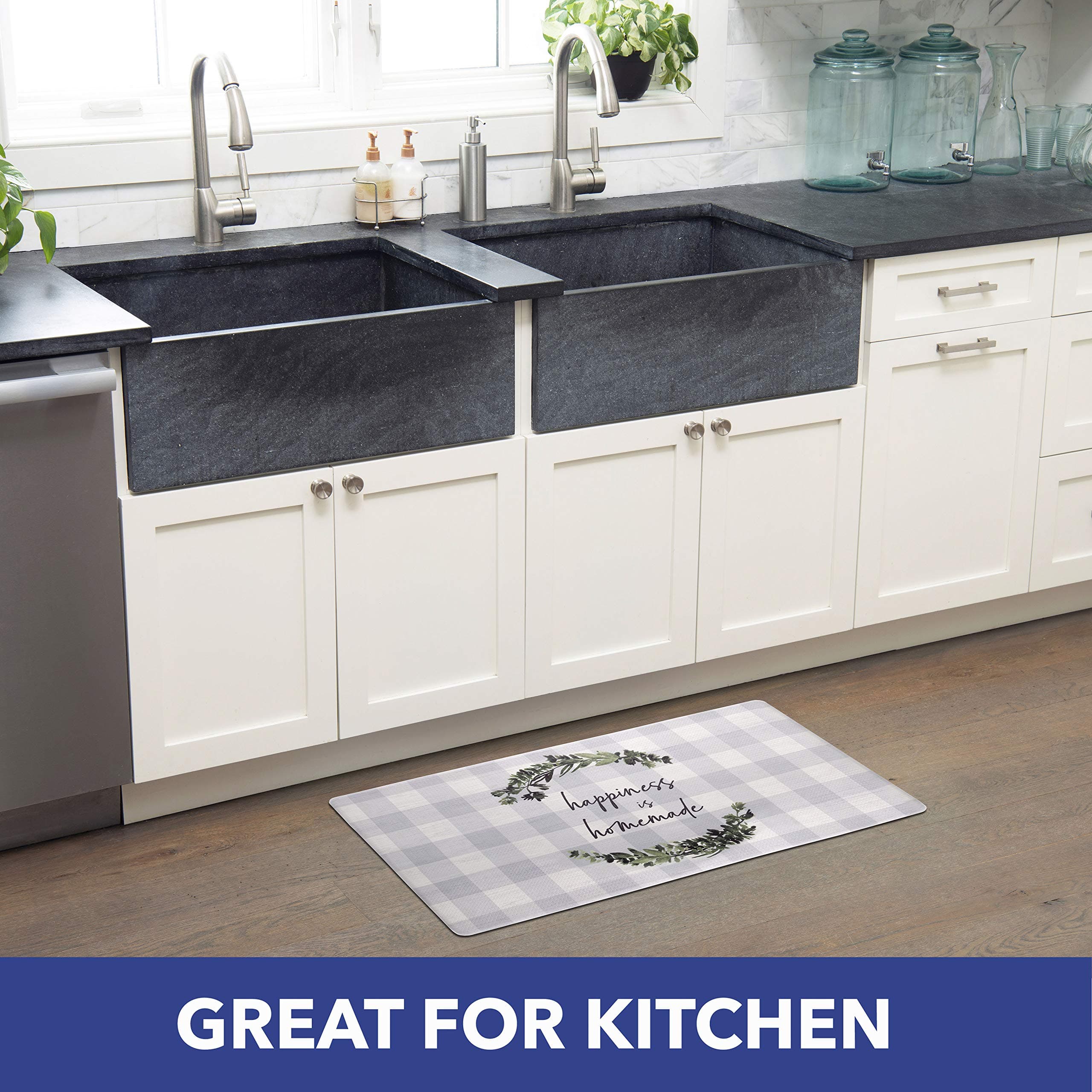 SoHome Cozy Living Anti Fatigue Kitchen Mat for Floor, Farmhouse Buffalo Check K - Thumbnail 4