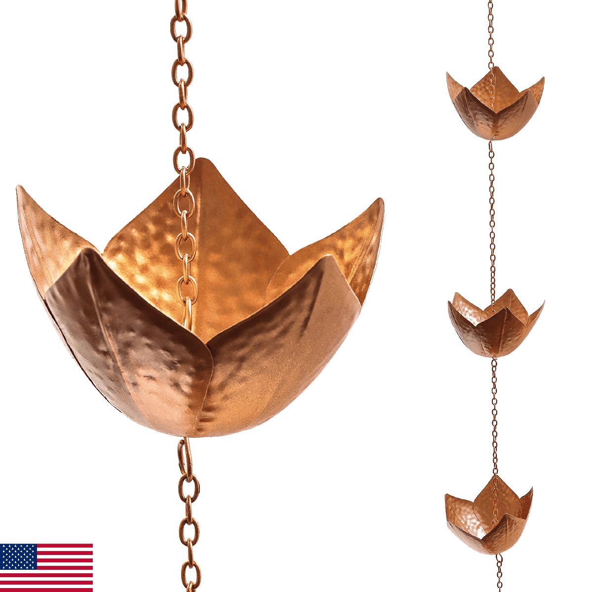 Trademark Innovations Copper Colored Flower Rain Chain for Gutters and Downspout - Image 1