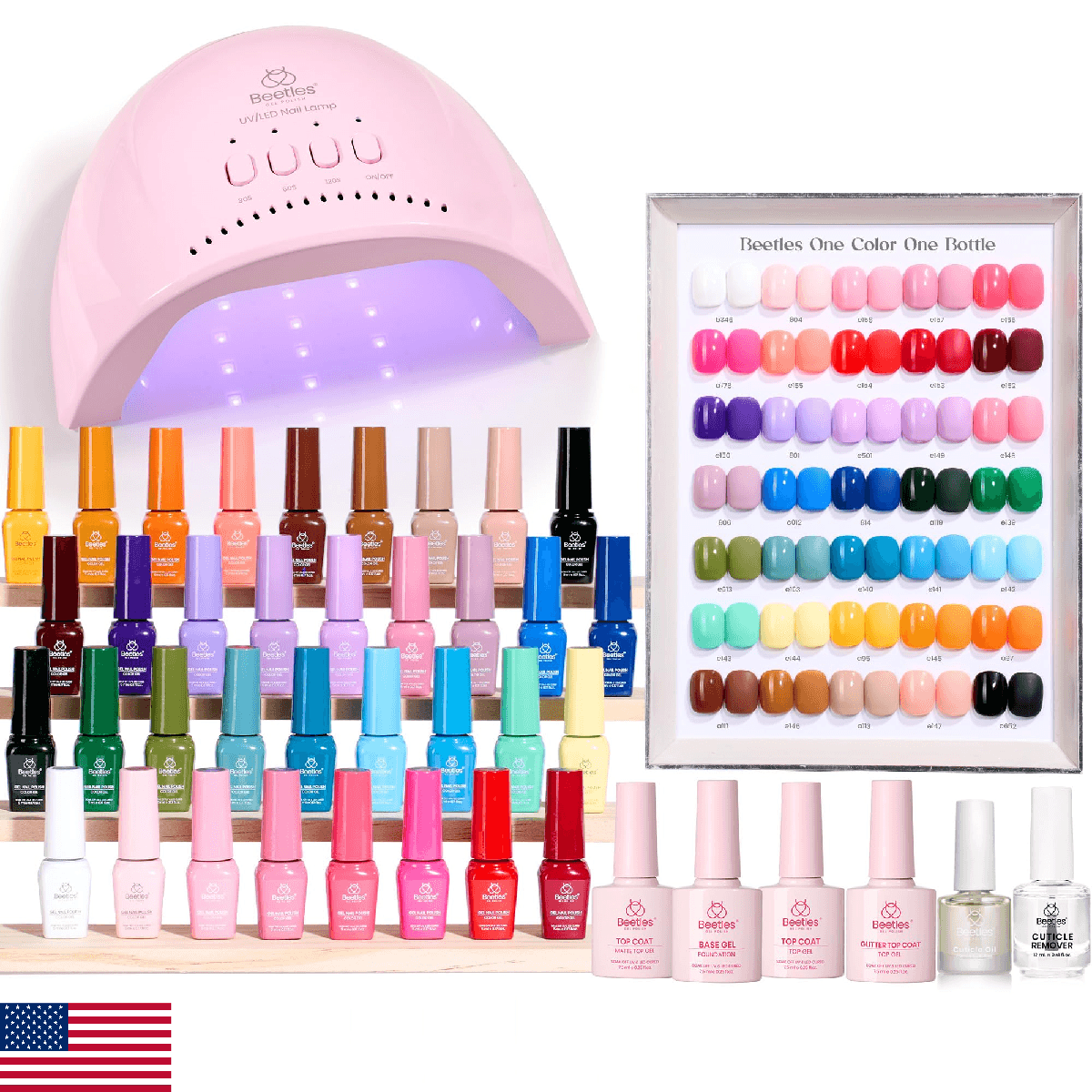 Beetles Gel Nail Polish Kit with U V Light -35 Colors Valentines Gel Polish Set - Image 1