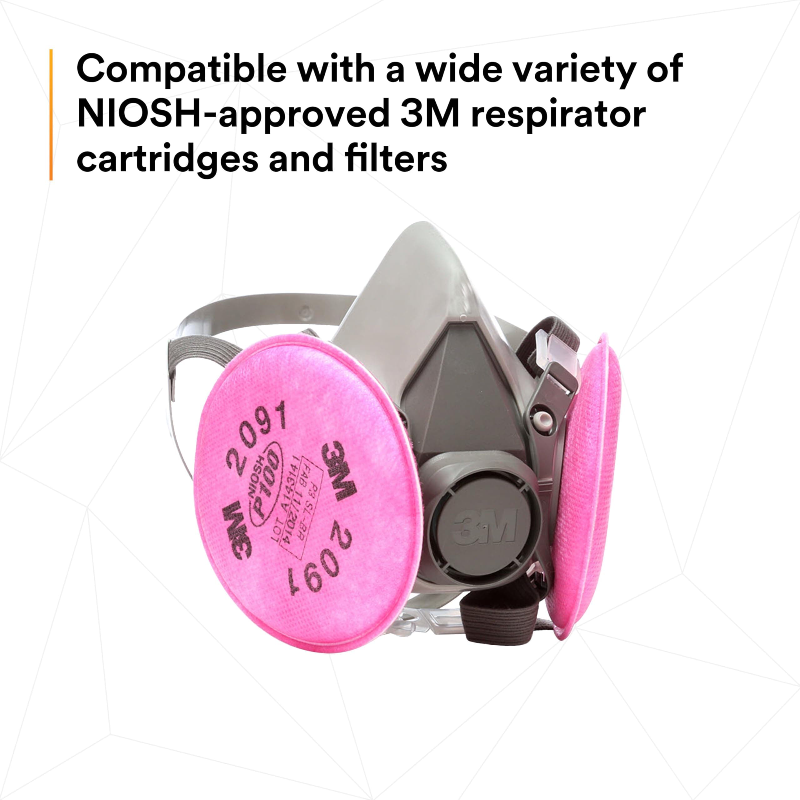 3M Half Facepiece Reusable Respirator Assembly Kit 6391, Size Large, P100, Light - Thumbnail 4