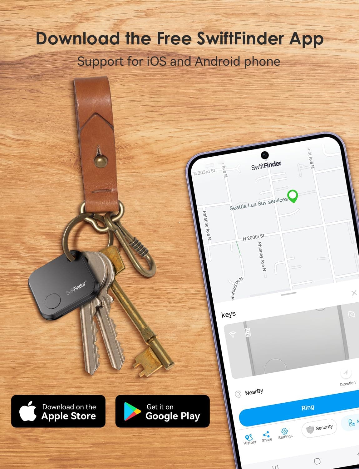 SwiftFinder Dual System Bluetooth Tracker Tag for iOS or Android, Keys Finder an - Thumbnail 3
