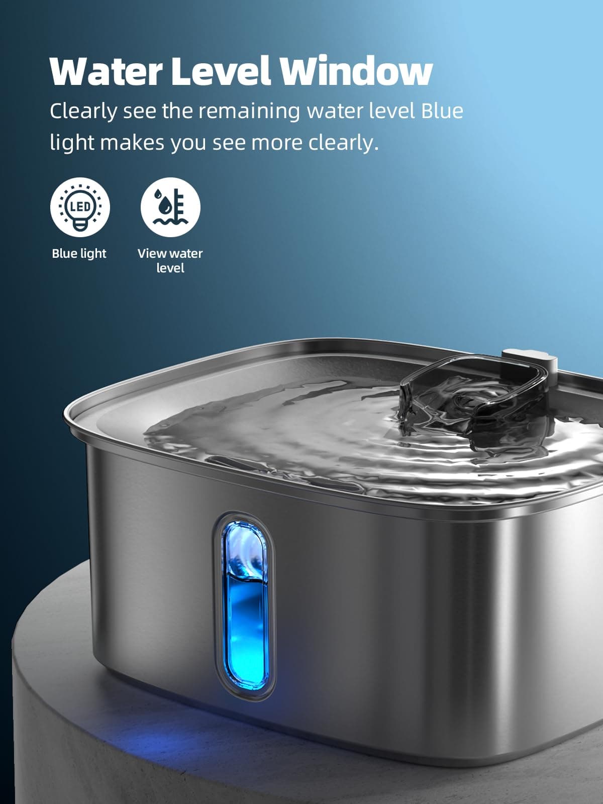 Dog Water Fountain for Large Dogs, 9L/2.4Gal Stainless Steel Dog Fountain with W - Thumbnail 3