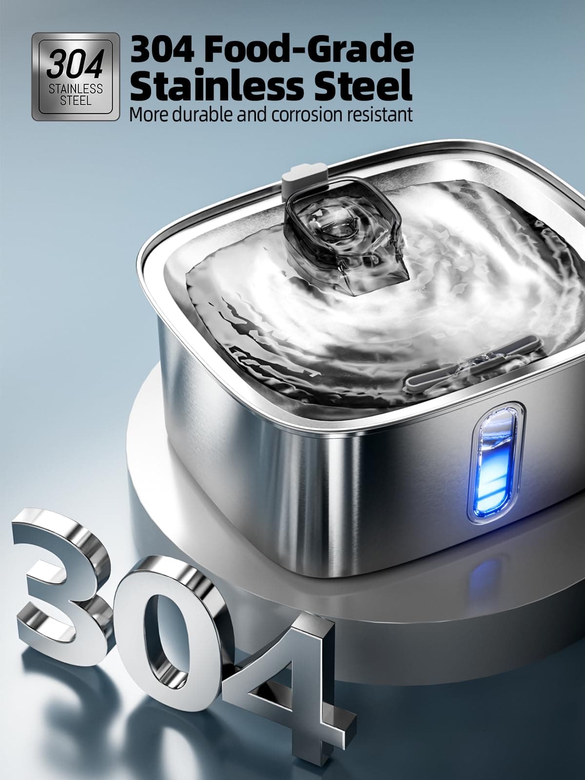 Dog Water Fountain for Large Dogs, 9L/2.4Gal Stainless Steel Dog Fountain with W - Thumbnail 4