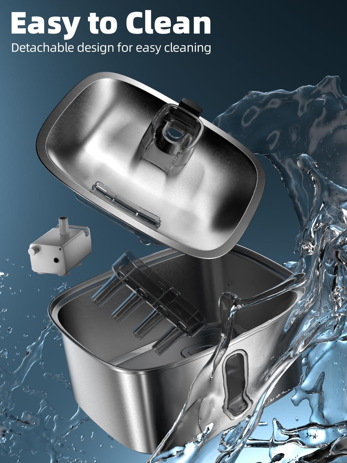 Dog Water Fountain for Large Dogs, 9L/2.4Gal Stainless Steel Dog Fountain with W - Thumbnail 9