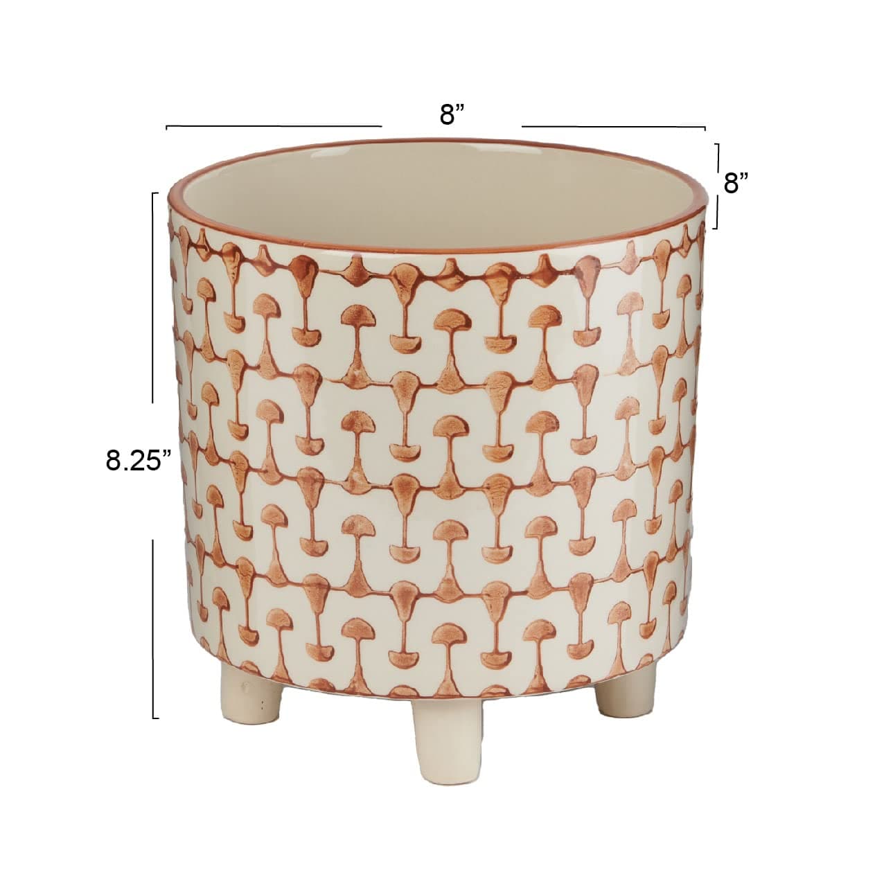 Creative Co-Op Footed Stoneware Planter with Abstract Print, Rust and White - Thumbnail 6