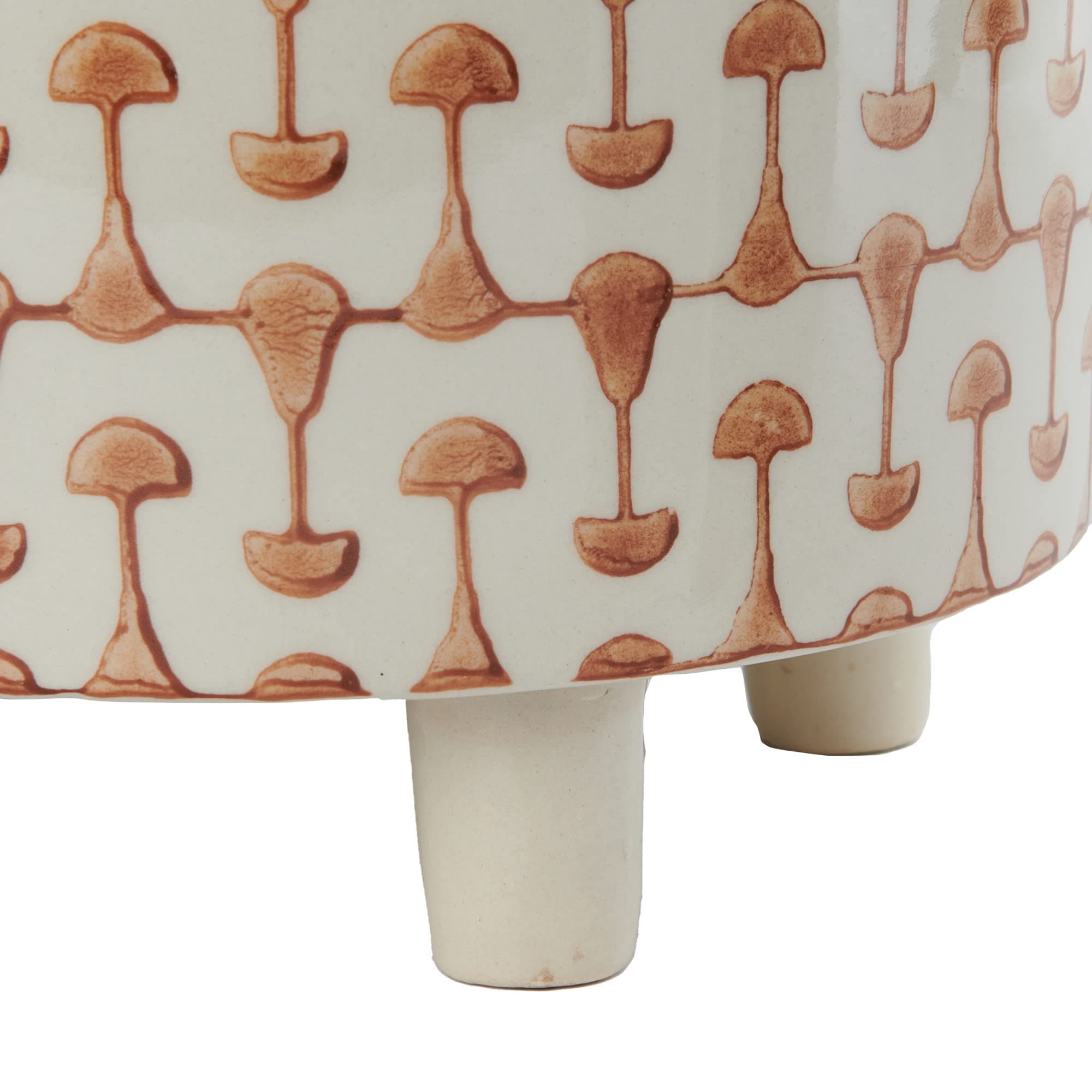 Creative Co-Op Footed Stoneware Planter with Abstract Print, Rust and White - Thumbnail 3