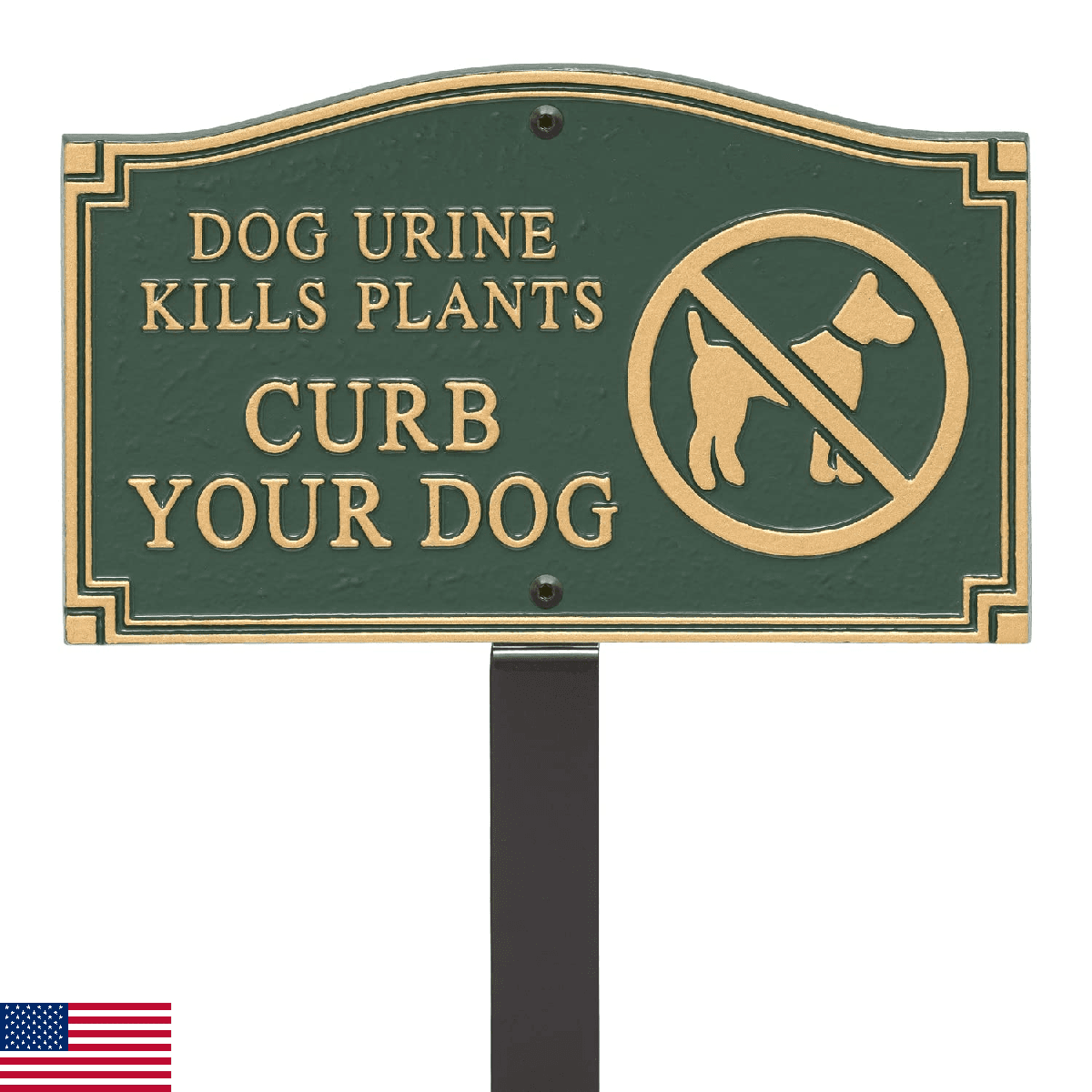 Whitehall Products Statement Plaque, Small Wall/Lawn - Dog Urine Kills Plants Cu - Image 1
