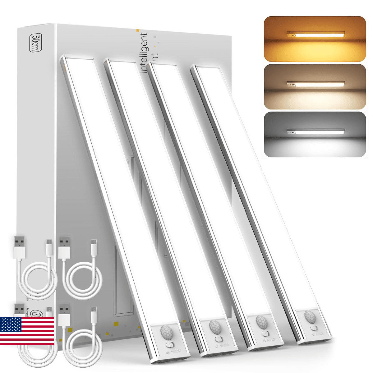 Under Cabinet Lighting Wireless, 4 Pack Under Cabinet Lights Rechargeable, Motio - Image 1