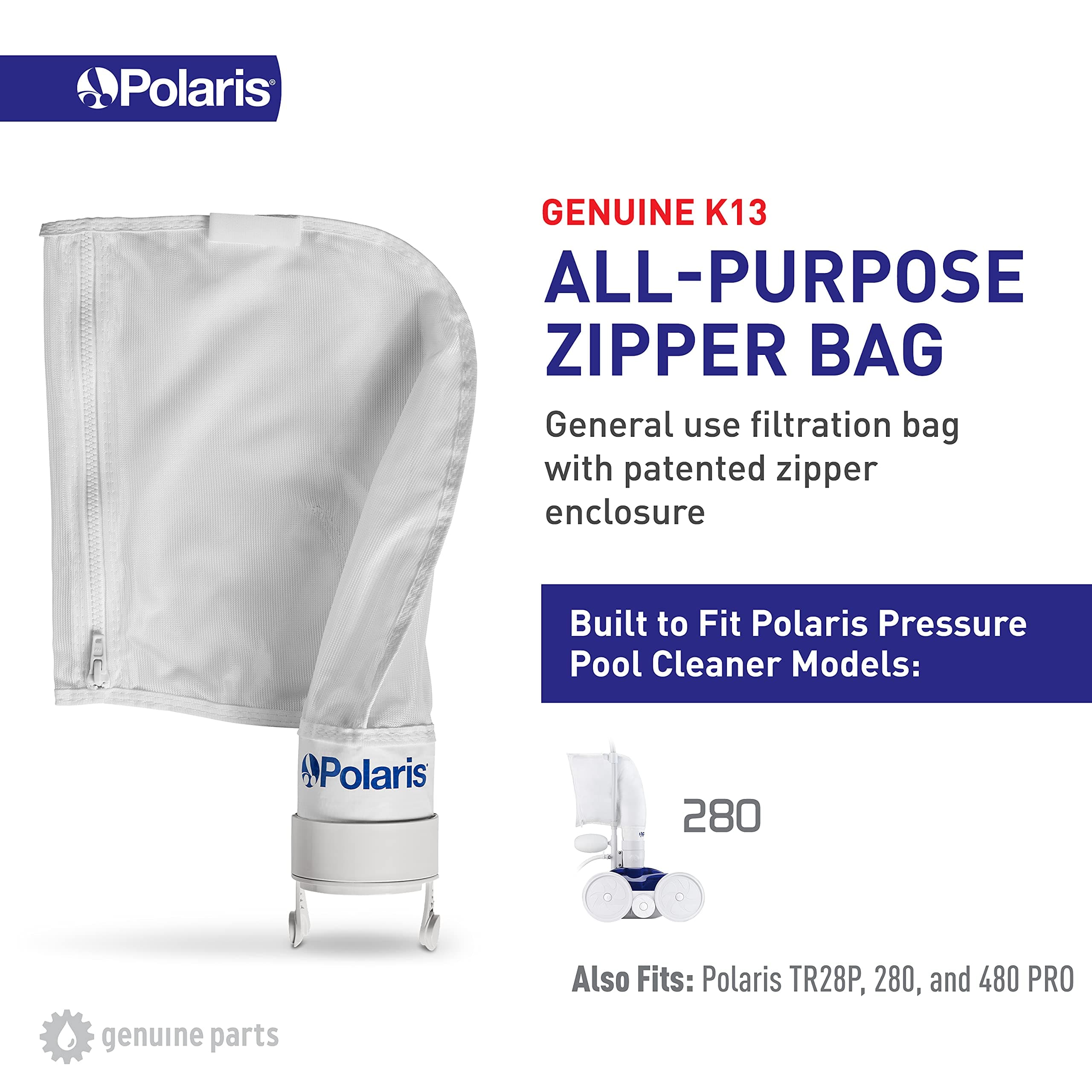 Polaris K13 Zipper All-Purpose Debris Bag for 280 Pool Cleaner Vac-Sweep - Thumbnail 4