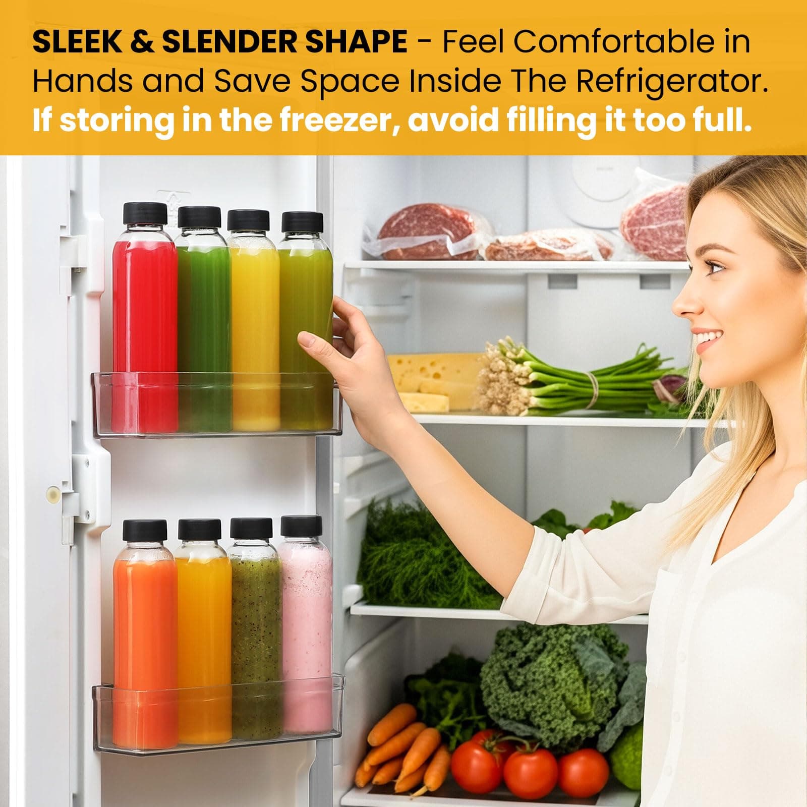 8x 18oz Glass Juice Bottles with Lids & Straws - Reusable Drinking Jars - Thumbnail 7