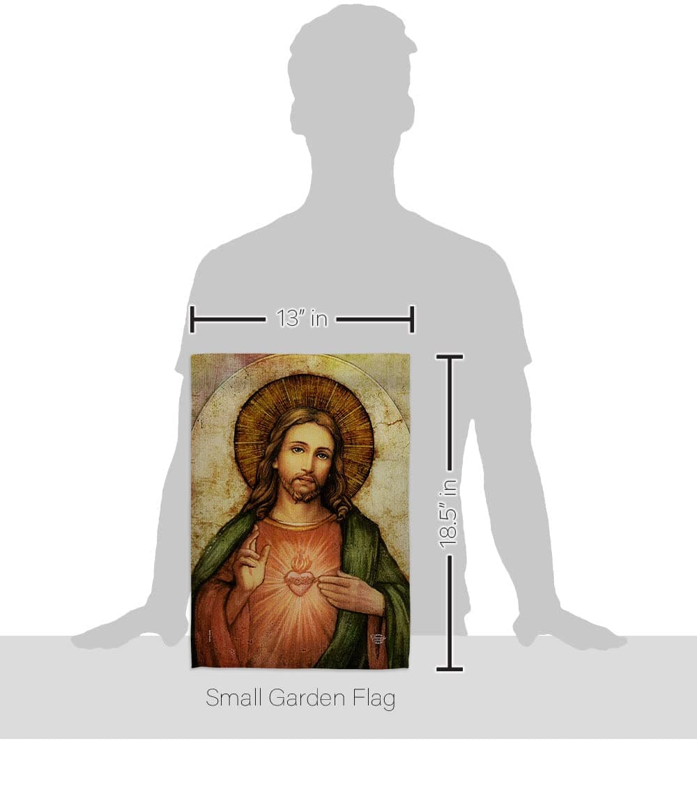 Catholic Gift Sacred Heart of Jesus Garden Flag Set with Stand Home Decor Religi - Thumbnail 2