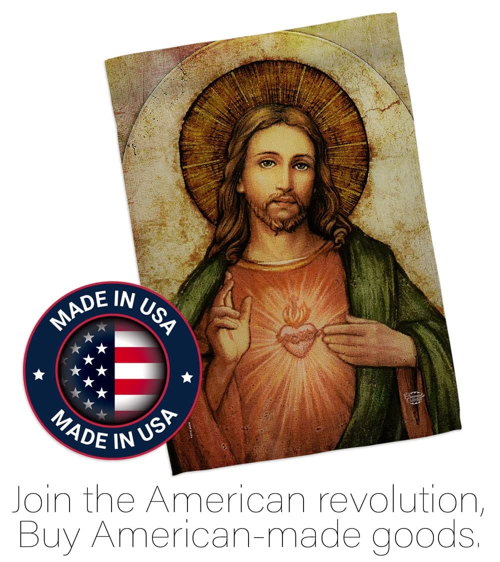 Catholic Gift Sacred Heart of Jesus Garden Flag Set with Stand Home Decor Religi - Thumbnail 5