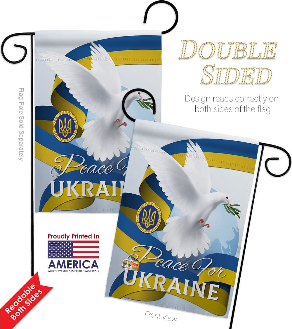 Peace for Ukraine Garden Flag - 2pcs Pack Support Cause Stand with Ukrainian - H - Thumbnail 3