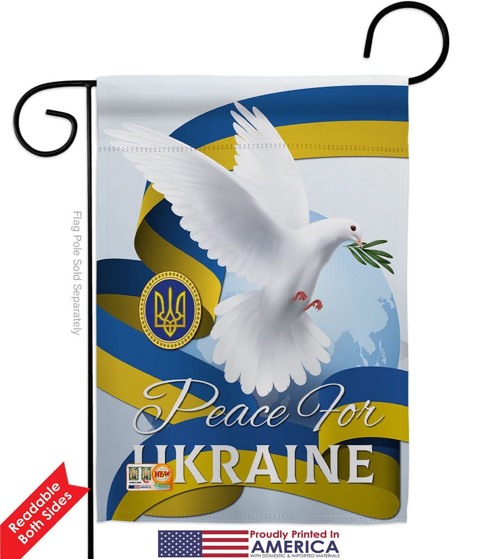 Peace for Ukraine Garden Flag - 2pcs Pack Support Cause Stand with Ukrainian - H - Thumbnail 2