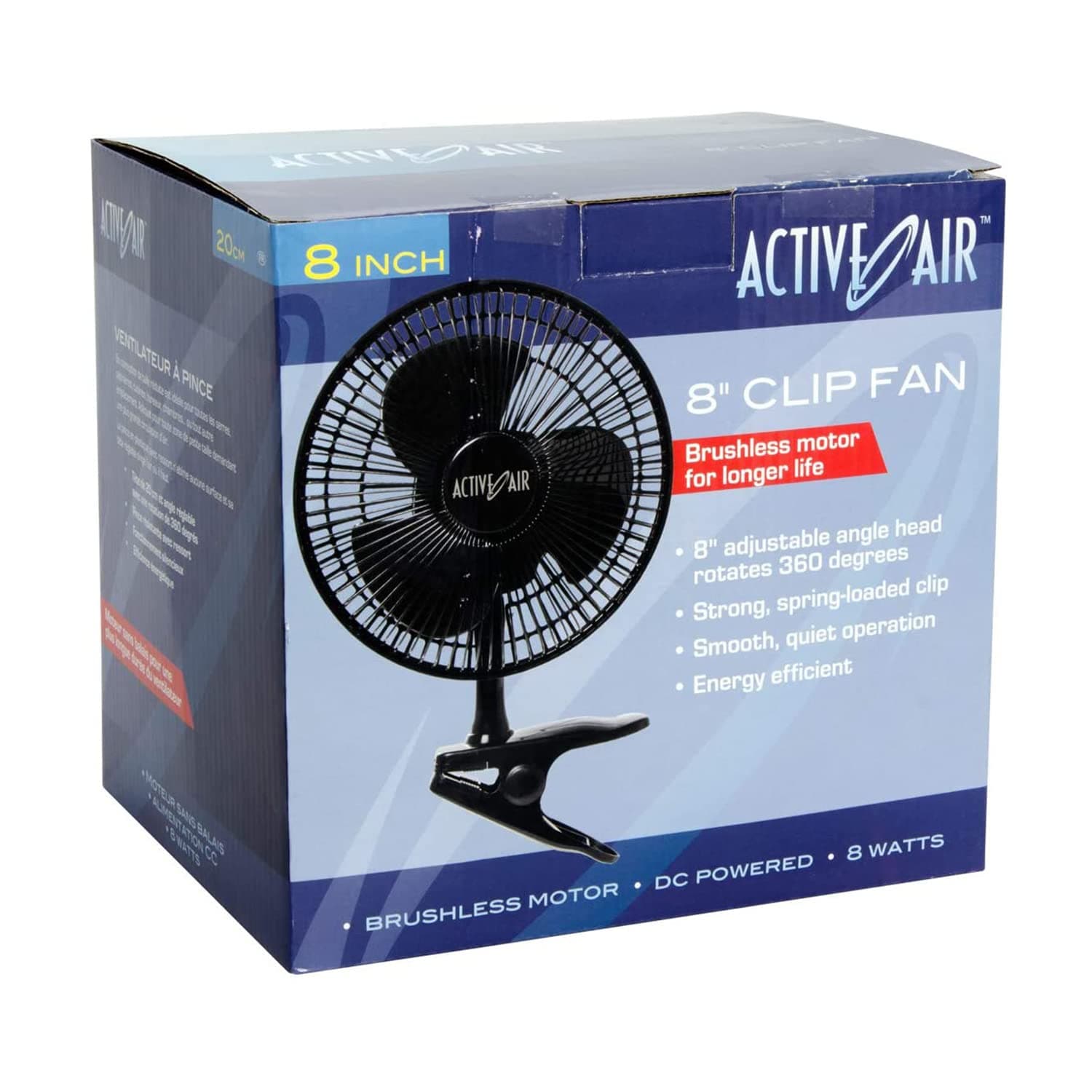 Active Air 7.5W Ultra Quiet Brushless Clip Fan, 8" - Thumbnail 2