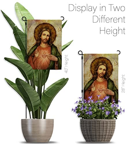 Catholic Gift Sacred Heart of Jesus Garden Flag Set with Stand Home Decor Religi - Thumbnail 11