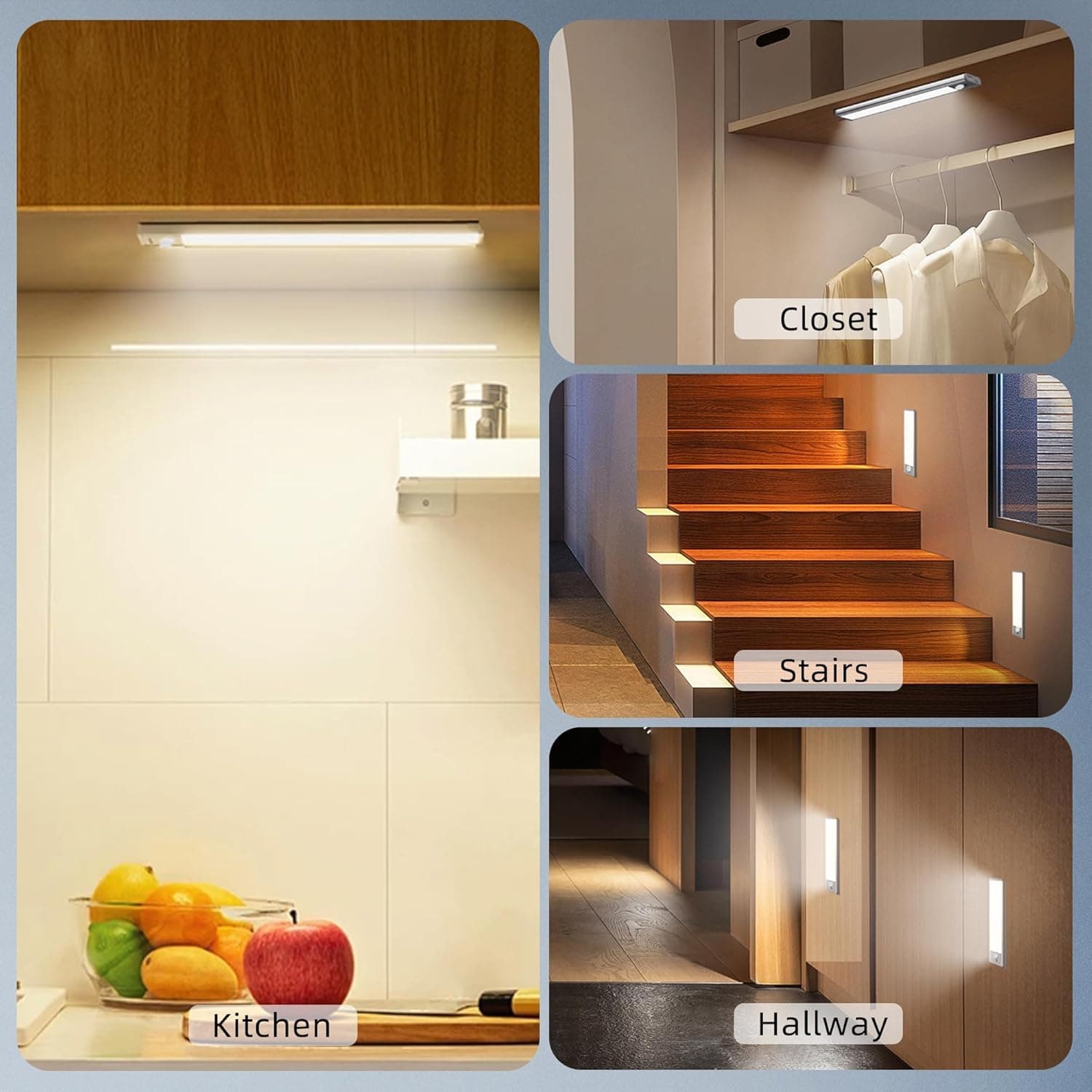Under Cabinet Lighting, 4 Pack Rechargeable Motion Sensor Light Indoor, 3 Color& - Thumbnail 7