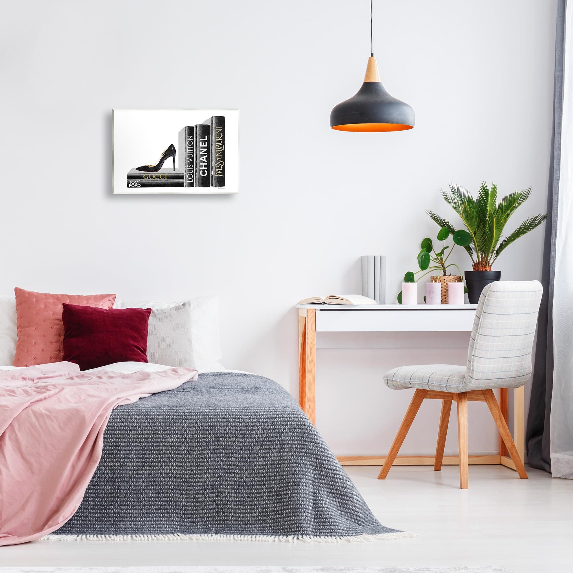 Stupell Industries High Fashion Black Book Shelf with Stilettos Heel Wall Plaque - Thumbnail 2