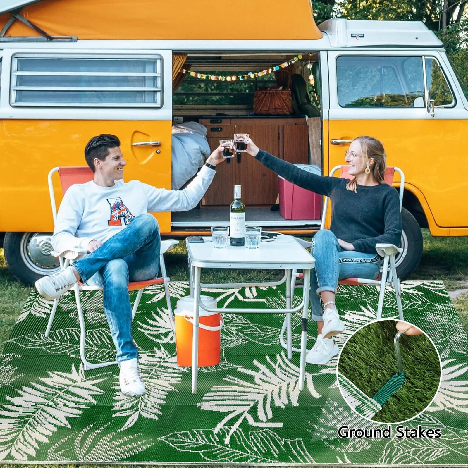 Falflor Outdoor Rug 8x10 Patio Waterproof, Reversible Outdoor Plastic Straw Rug - Thumbnail 6