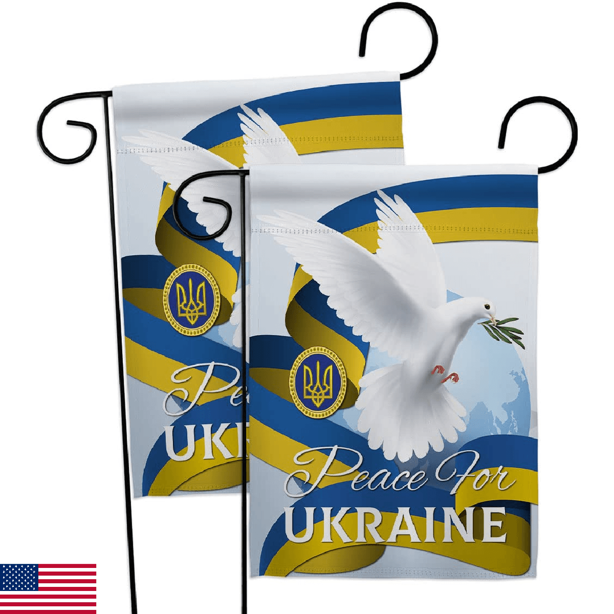 Peace for Ukraine Garden Flag - 2pcs Pack Support Cause Stand with Ukrainian - H - Image 1