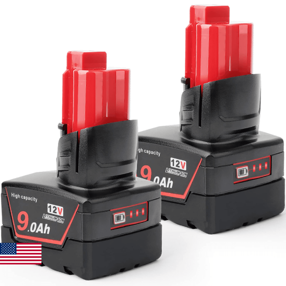 DKSIDKN 2-Pcs 12V 9Ah Battery Replacement for Milwaukee Power Tools Heated Jacke - Image 1