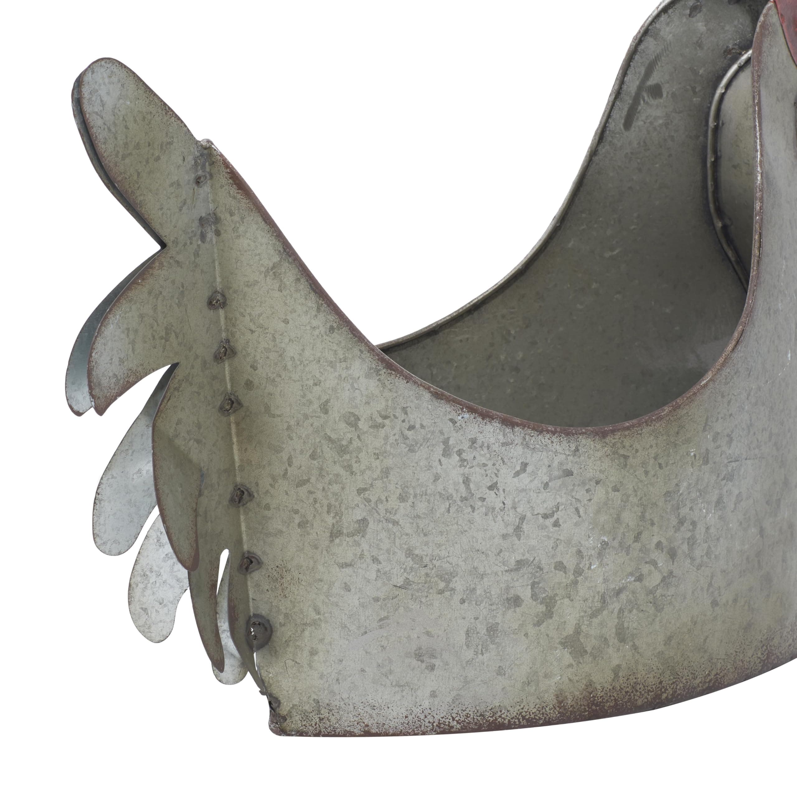 Deco 79 Metal Rooster Indoor Outdoor Planter Large Planter Pot, Planter 12" x 8" - Thumbnail 5