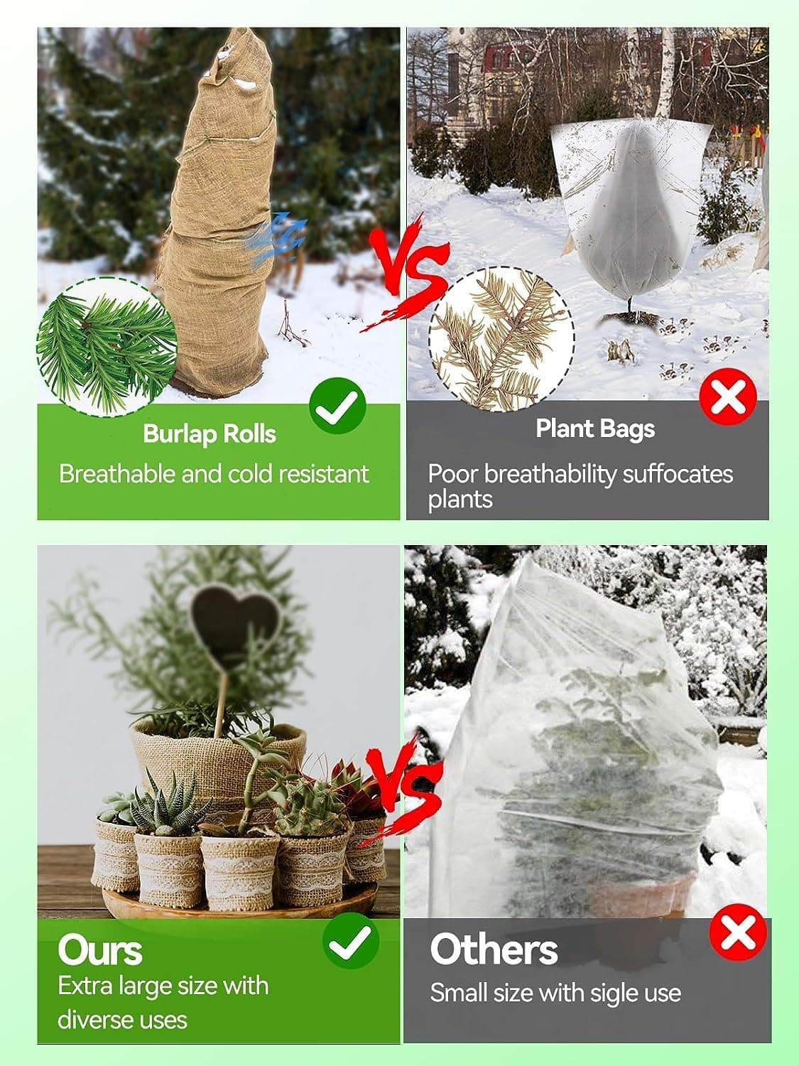 Burlap Plant Cover & Landscape Fabric - 40" x 12ft Roll - Natural Burlap for Wee - Thumbnail 6