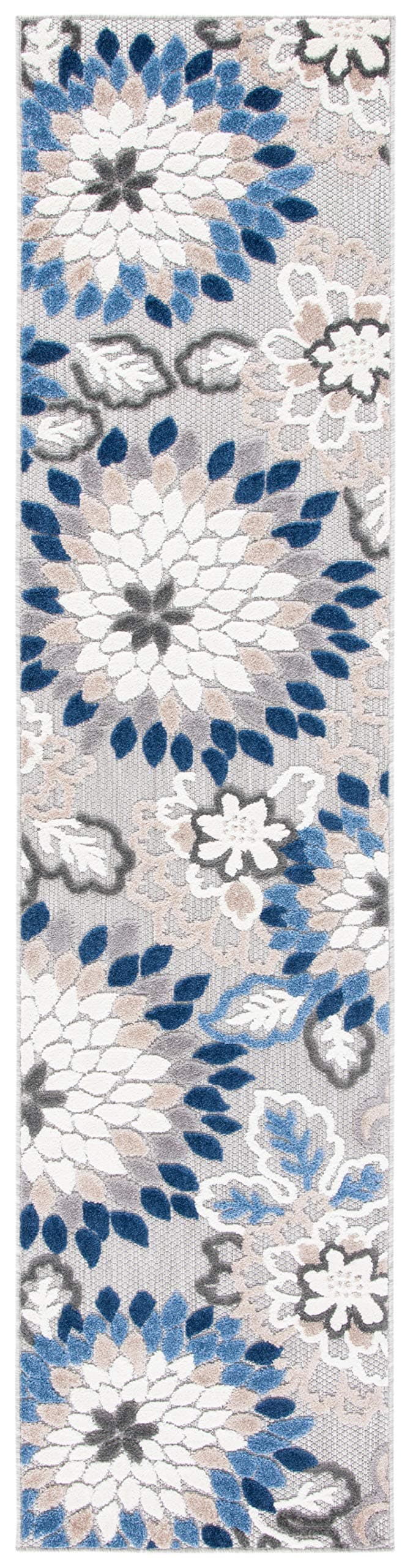 SAFAVIEH Washable Rug Outdoor Cabana Collection - 2'2" x 9' Runner, Grey & Blue, - Thumbnail 3