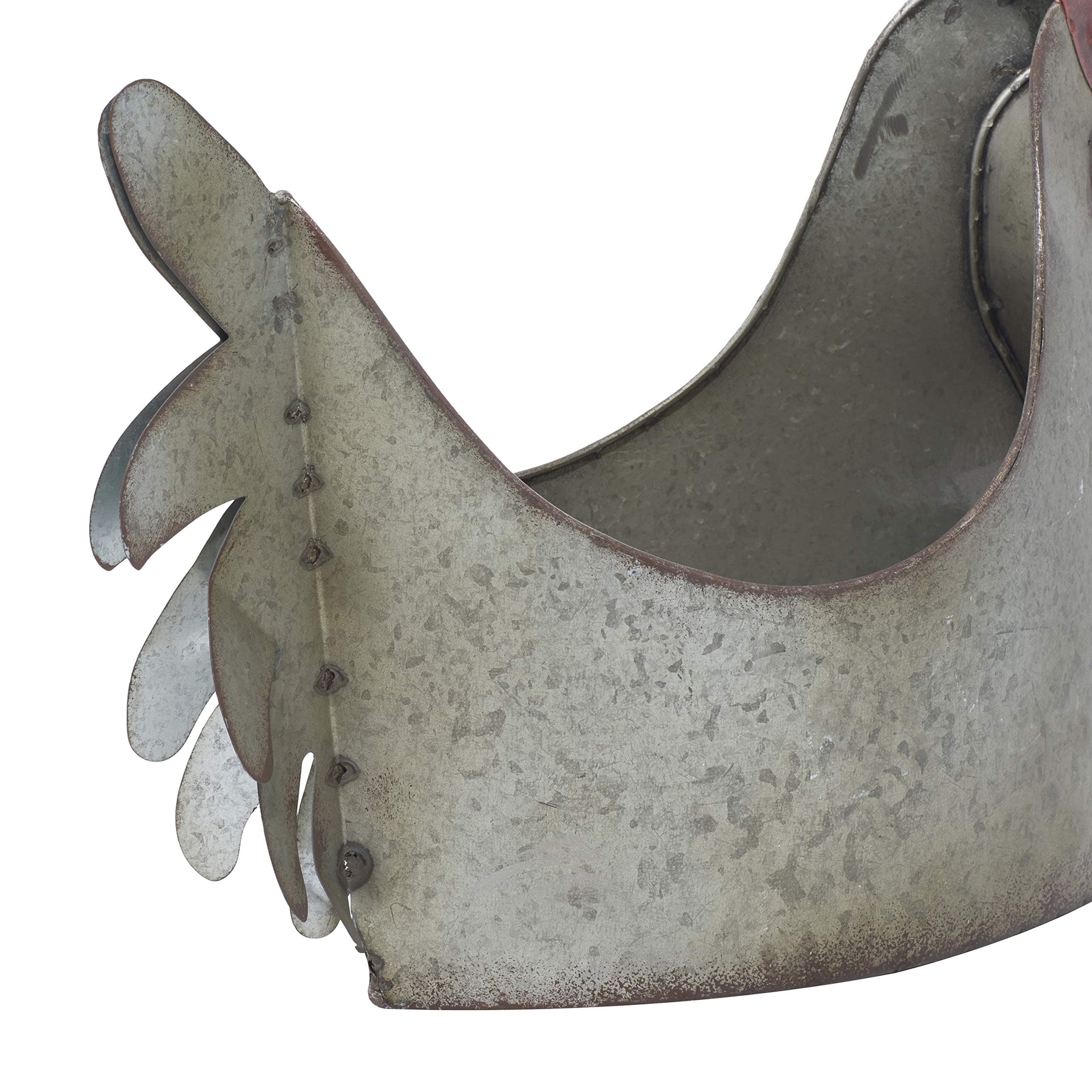 Deco 79 Metal Rooster Indoor Outdoor Planter Large Planter Pot, Planter 12" x 8" - Thumbnail 8