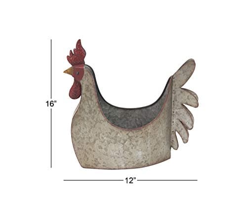 Deco 79 Metal Rooster Indoor Outdoor Planter Large Planter Pot, Planter 12" x 8" - Thumbnail 10