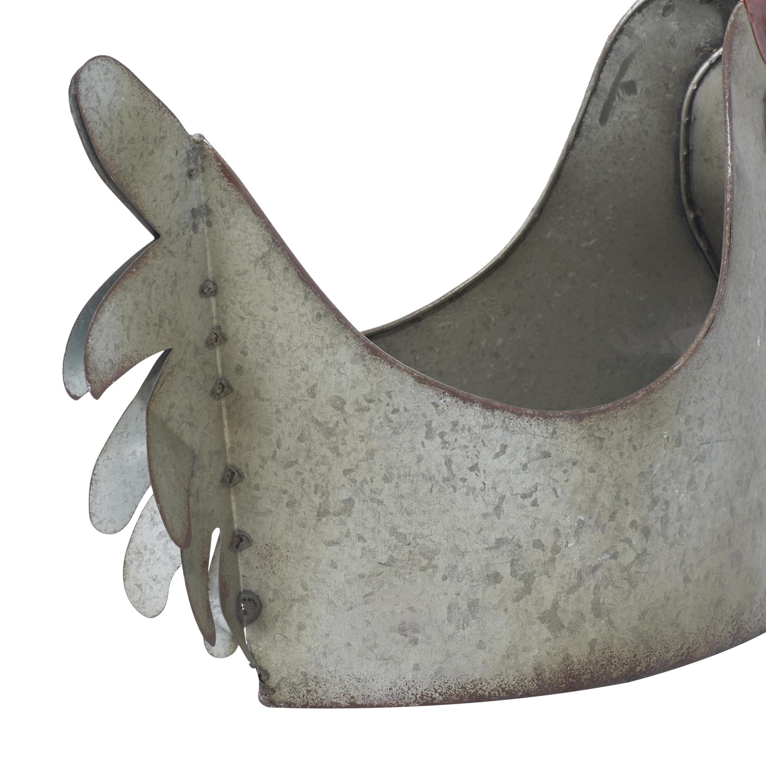 Deco 79 Metal Rooster Indoor Outdoor Planter Large Planter Pot, Planter 12" x 8" - Thumbnail 3