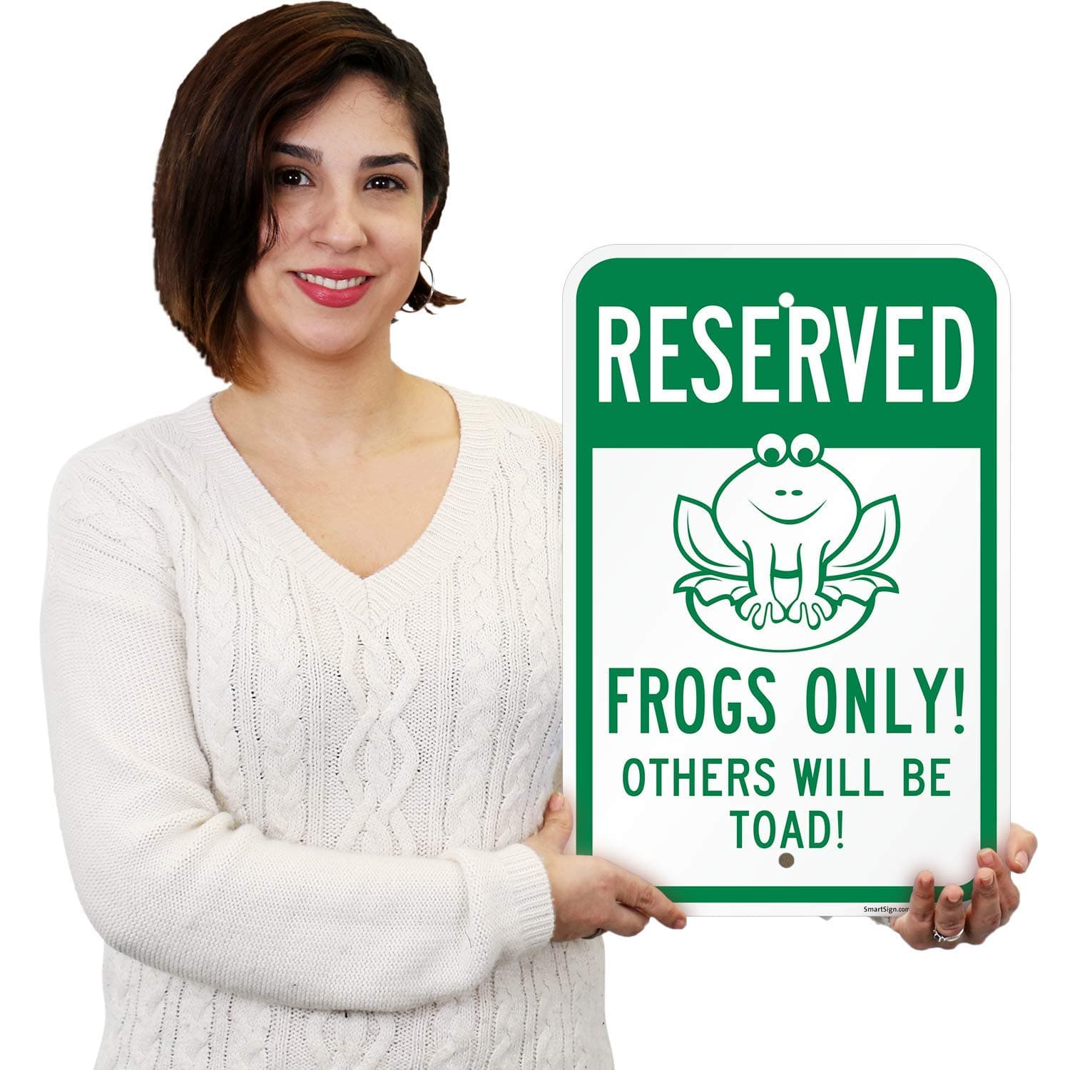 SmartSign "Reserved - Frogs Only! Others Will Be Toad!" Funny Parking Sign | 12" - Thumbnail 4