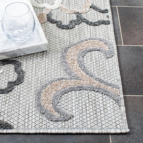 SAFAVIEH Washable Rug Outdoor Cabana Collection - 2'2" x 9' Runner, Grey & Blue, - Thumbnail 4