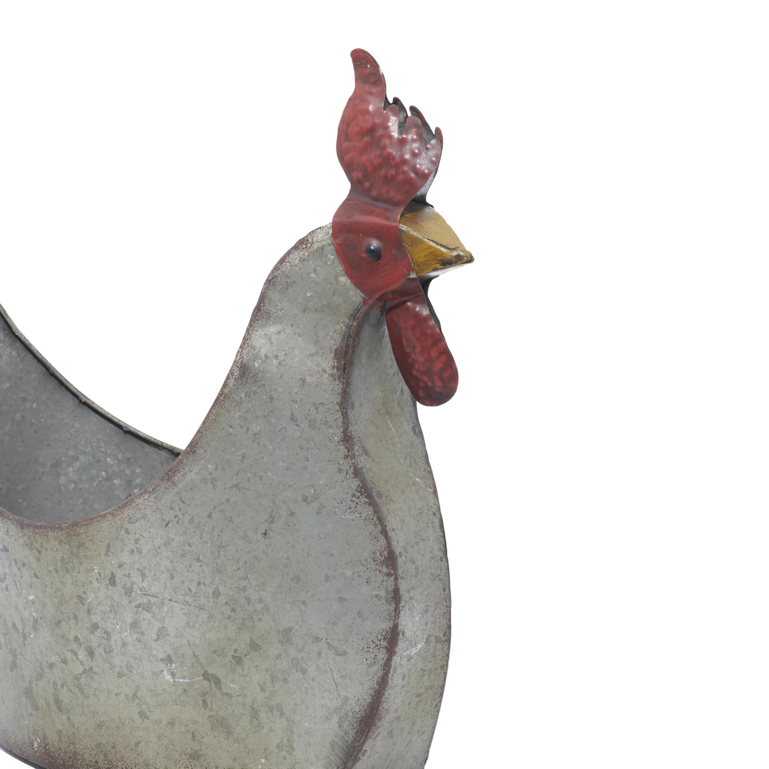 Deco 79 Metal Rooster Indoor Outdoor Planter Large Planter Pot, Planter 12" x 8" - Thumbnail 6
