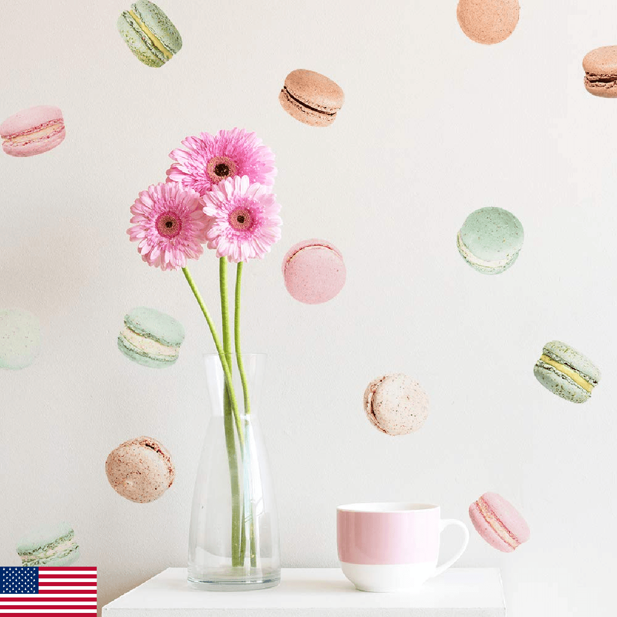 Tempaper French Macaron Valentine's Day Peel and Stick Wall Decals - Image 1