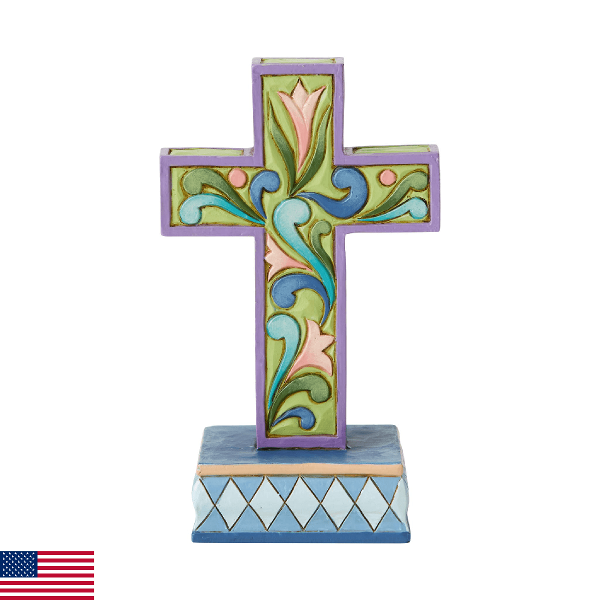 Enesco Jim Shore Heartwood Creek Cross Miniature Figurine, 3.6 Inch, Multicolor - Image 1