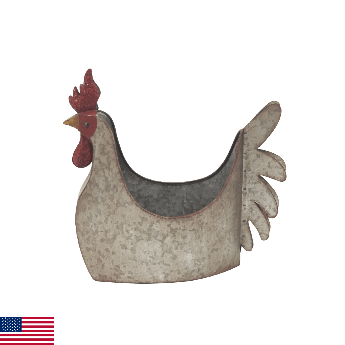 Deco 79 Metal Rooster Indoor Outdoor Planter Large Planter Pot, Planter 12" x 8" - Image 1