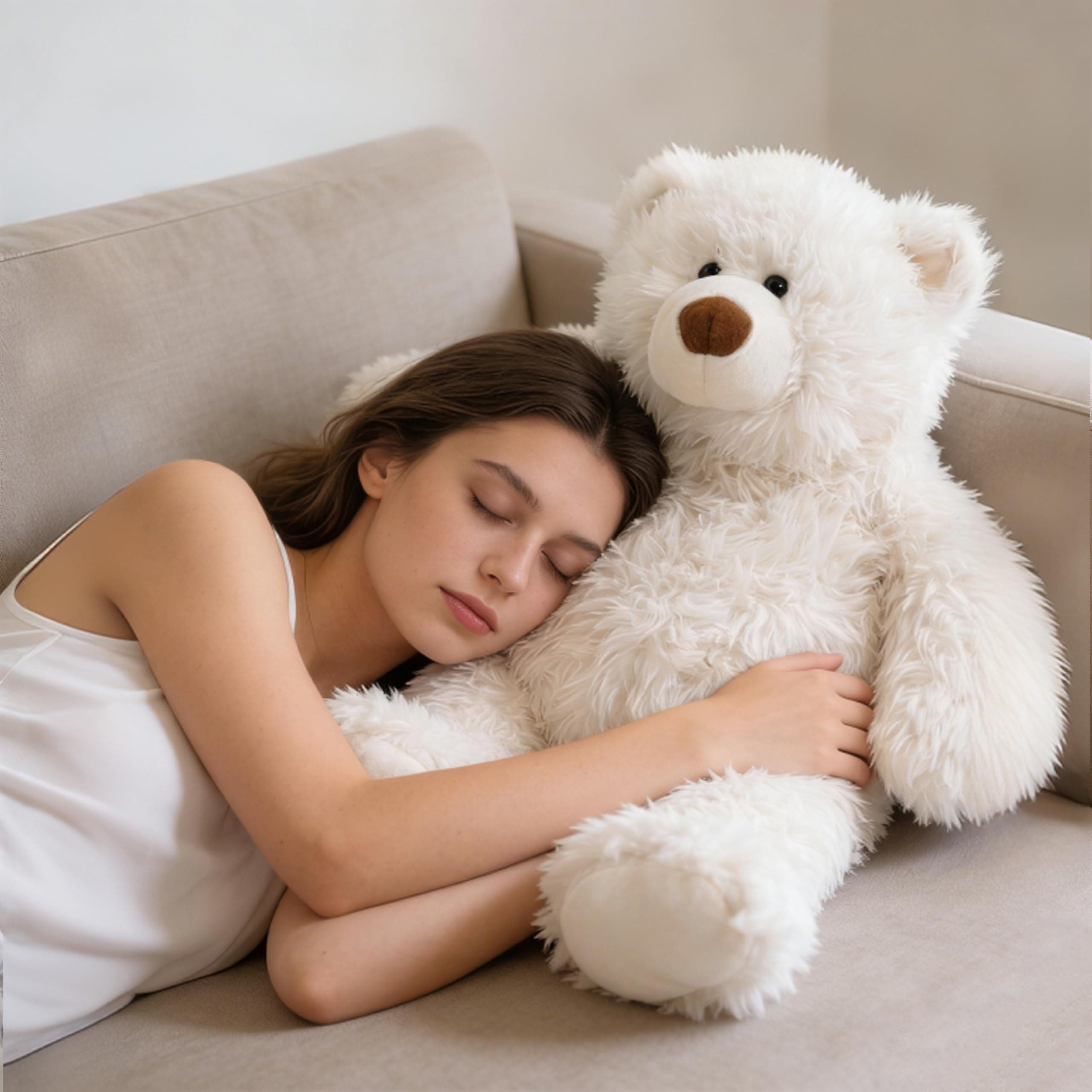 GADXV 4.2 lbs Polar Bear Weighted Stuffed Animal 27in, Stuffed Bear Plush for Ad - Thumbnail 2