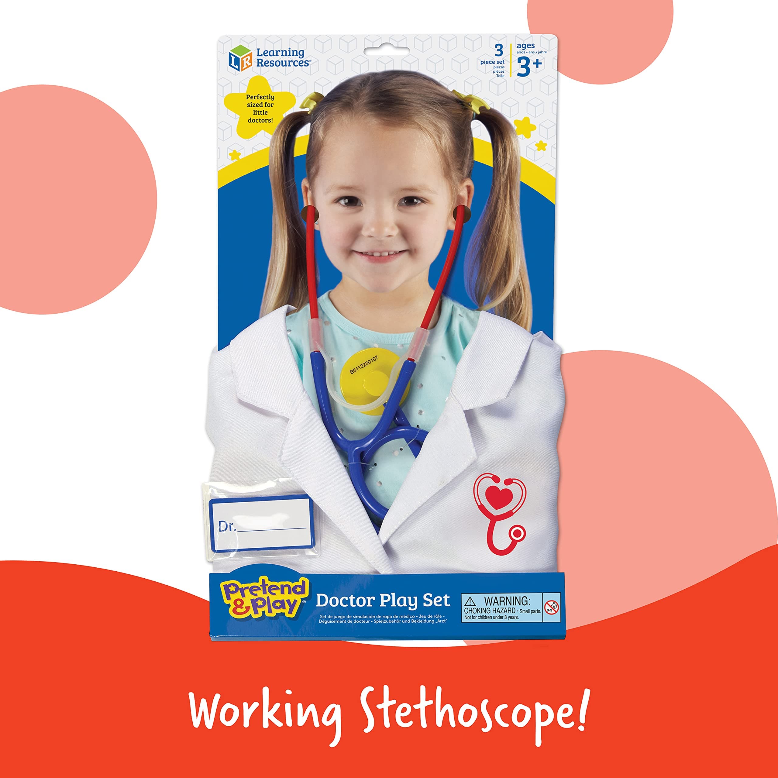Learning Resources Doctor Play Set - 3 Pieces, Ages 3+, Pretend Costume for Kids - Thumbnail 6