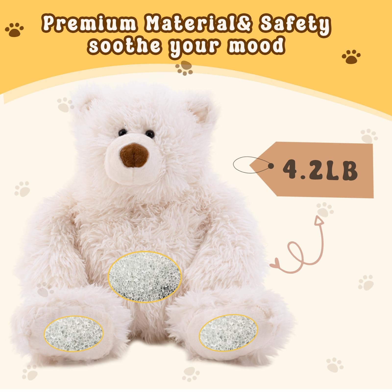 GADXV 4.2 lbs Polar Bear Weighted Stuffed Animal 27in, Stuffed Bear Plush for Ad - Thumbnail 8