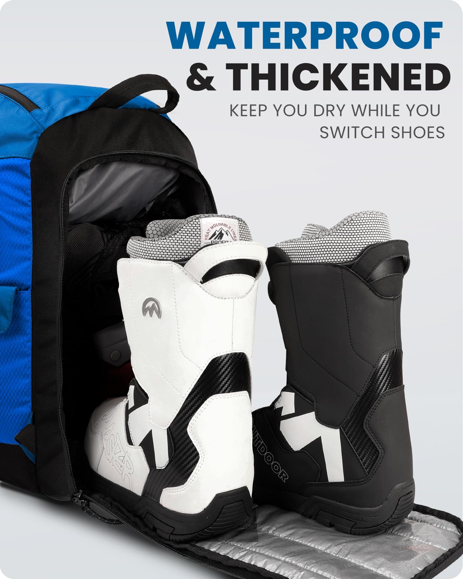 OutdoorMaster 50L Ski Boot Bag, Ski and Snowboard Boots Travel Backpack with sep - Thumbnail 4