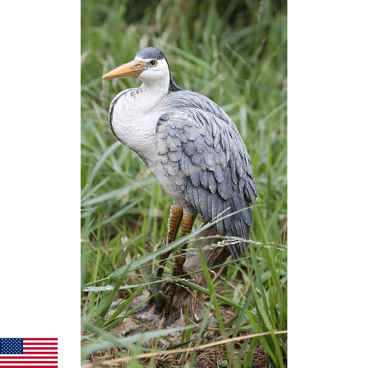 Hi-Line Gift 87687-A Heron Standing Statue Gray - Image 1