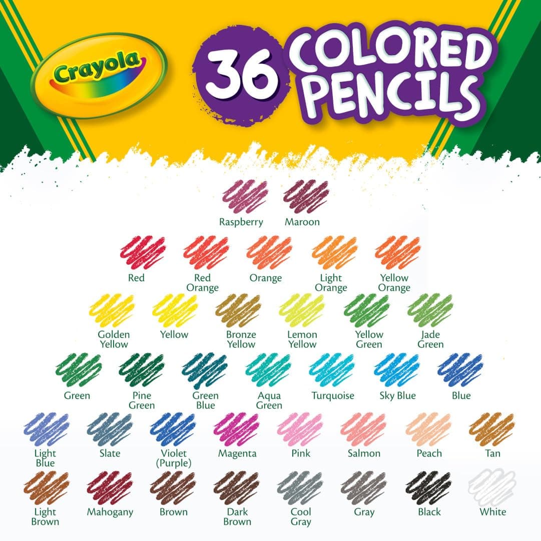 Crayola Colored Pencils (36ct), Kids Pencil Set, Pre-Sharpened Coloring Book Pen - Thumbnail 3
