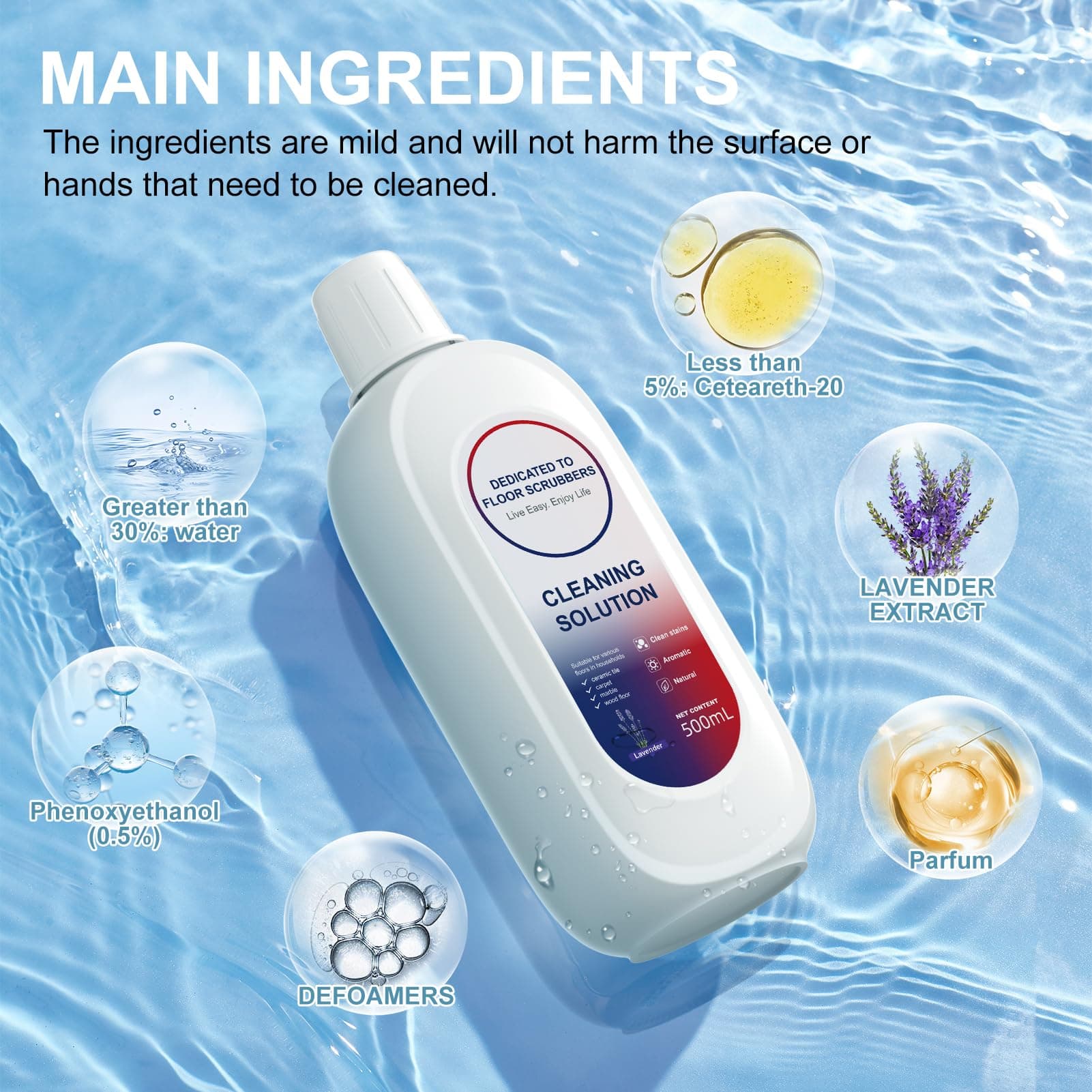 Floor Cleaner 1000ml Lavender Scent Compatible with Tineco Cleaning Solution, Re - Thumbnail 2