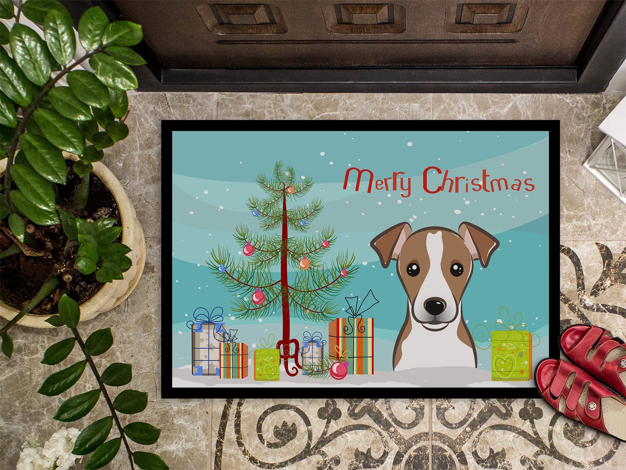 Caroline's Treasures BB1632MAT Christmas Tree and Jack Russell Terrier Doormat 1 - Thumbnail 3